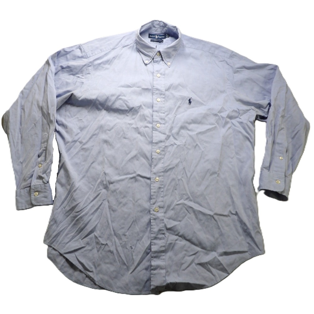 VTG 90s Ralph Lauren Yarmouth OCBD Shirt Men 16.5-34 Blue Cotton Pinpoint Oxford